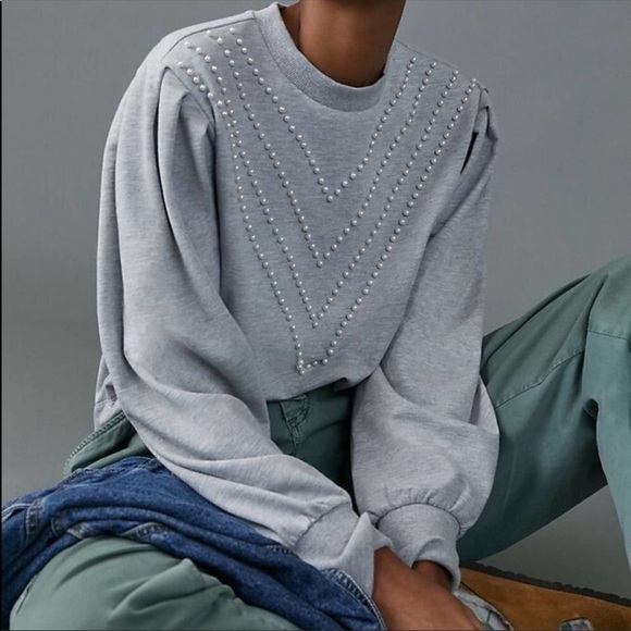 Anthropologie Tops - Anthropologie Brianna Embellished Sweatshirt NWT Women’s Size XSmall